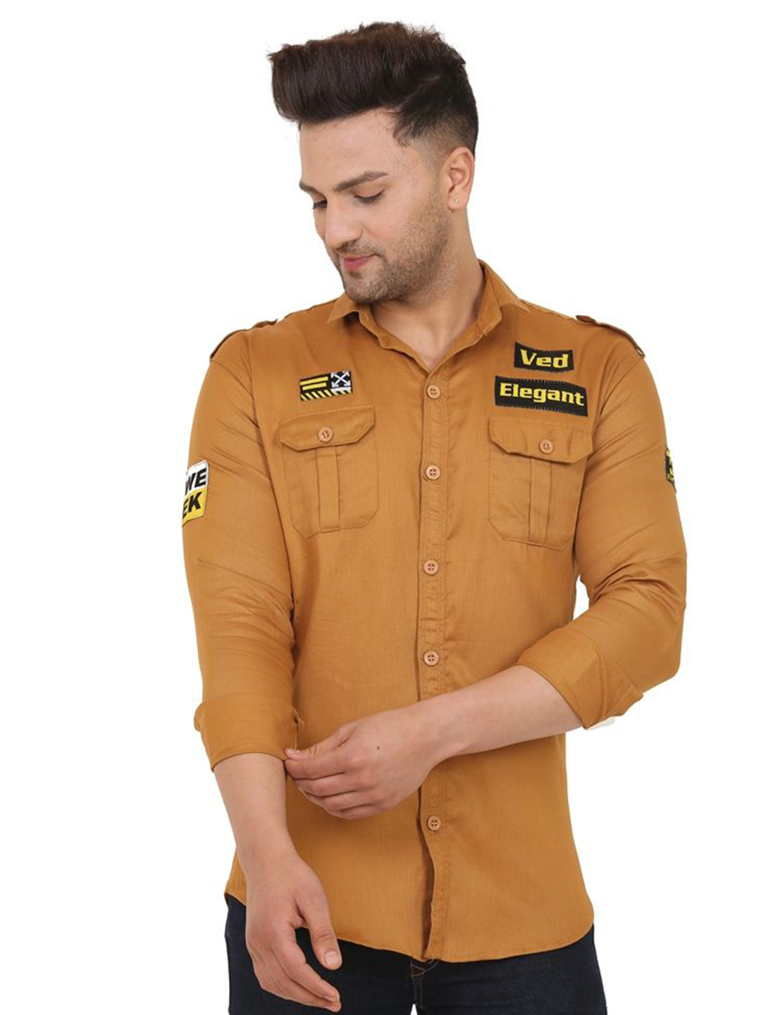 VED ELEGANT Men Graphic Printed Cotton Casual Shirt