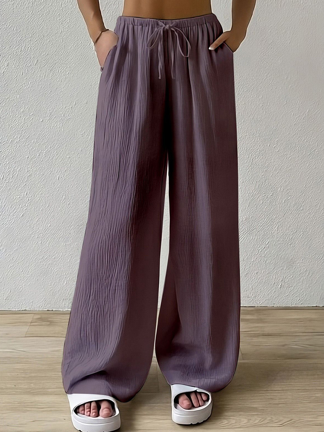 Visit Wear Women Loose Fit High-Rise Trousers