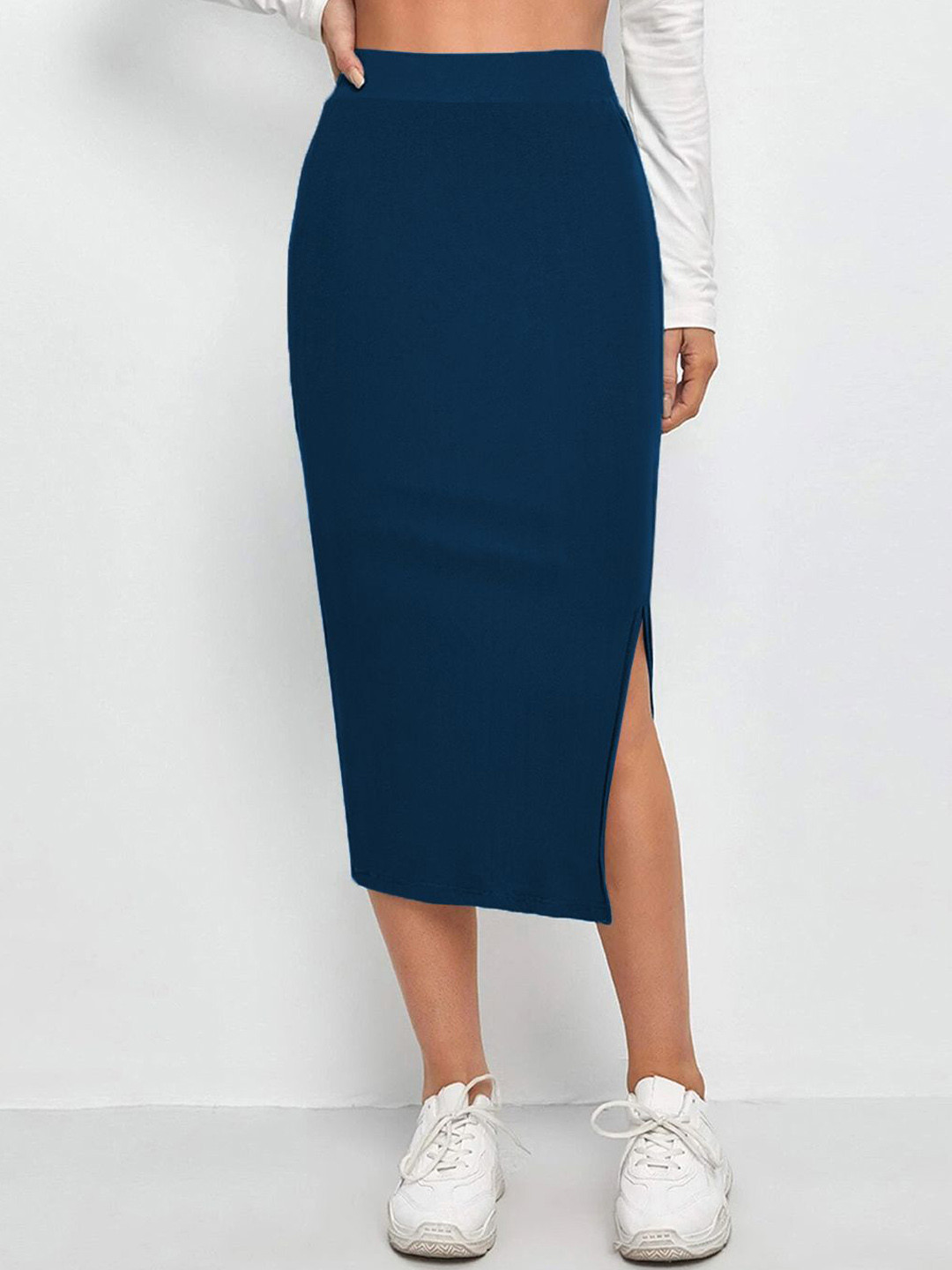 Buy New Trend Pencil Midi Skirt With Side Slit