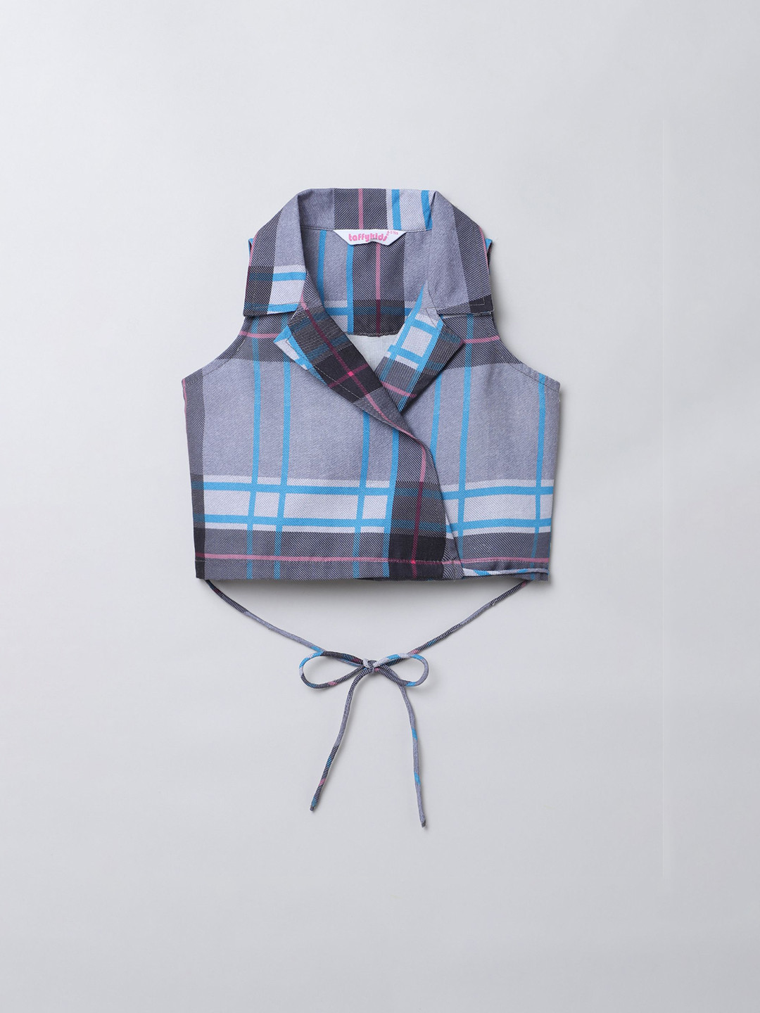 taffykids Girls Checked Wrap Crop Top