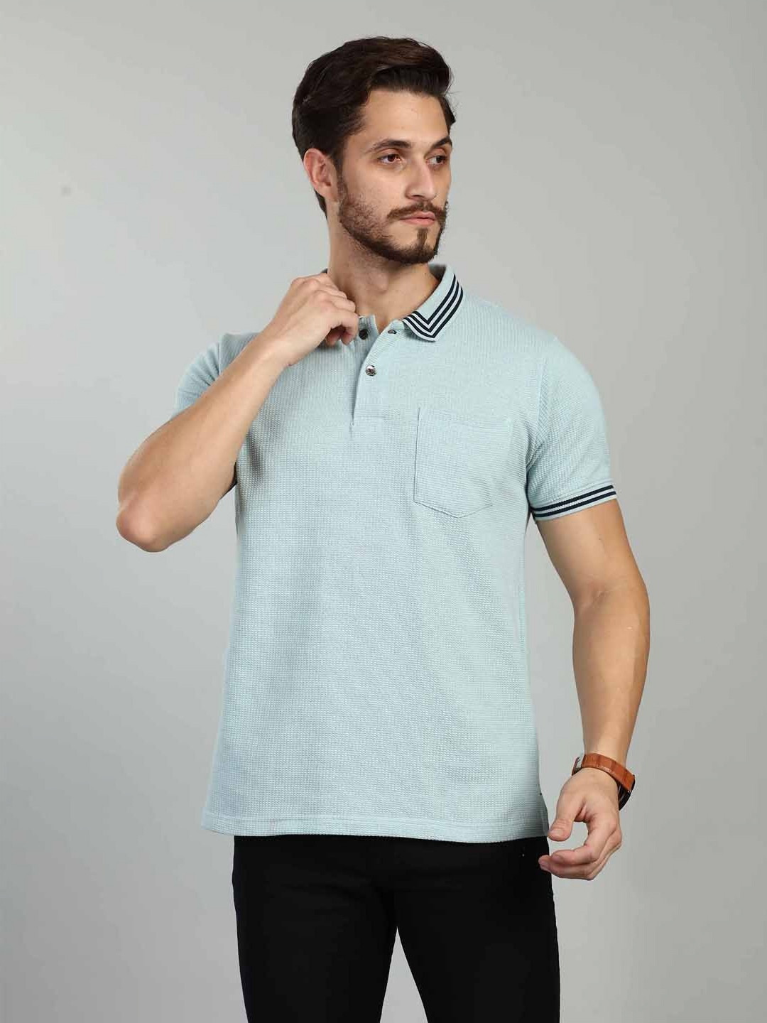 BE POSITIVE Patten Polo neck New Basics Pockets Regular Fit T shirt