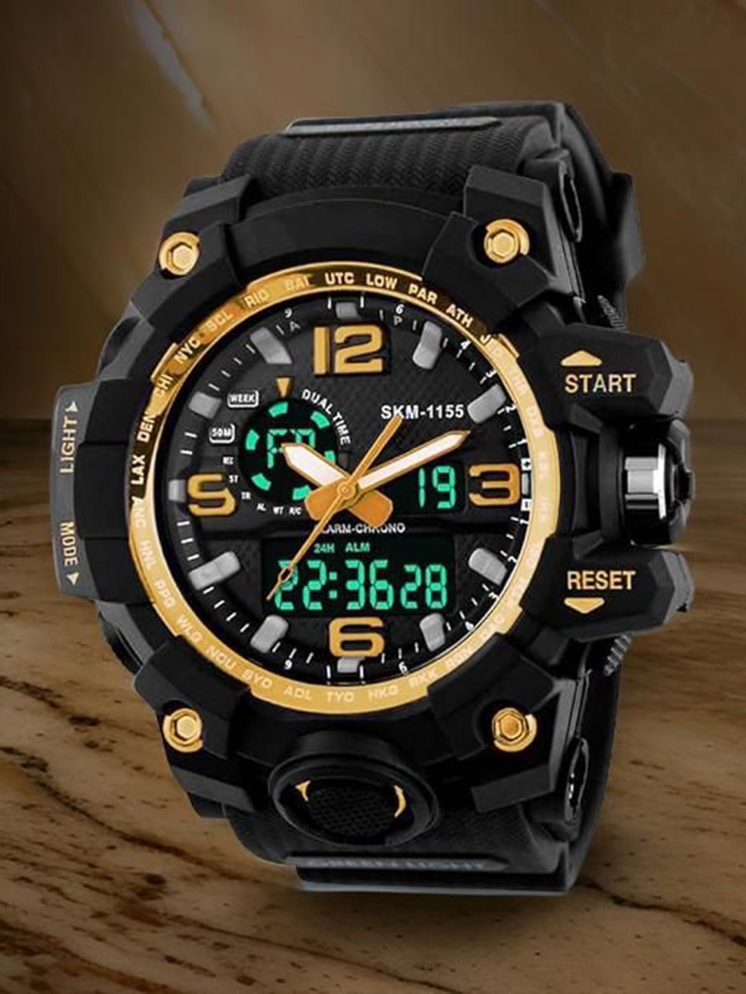 Otage Men Round Dial & Straps Analogue and Digital Chronograph Watch Otg-1155-Gold2