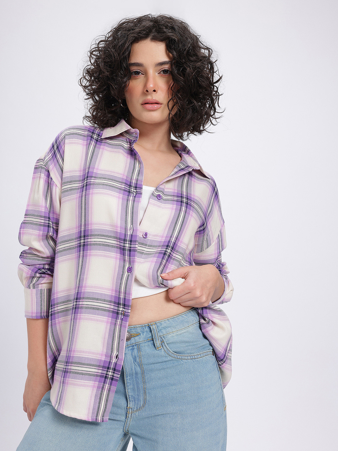 glitchez Check Oversized Shirt