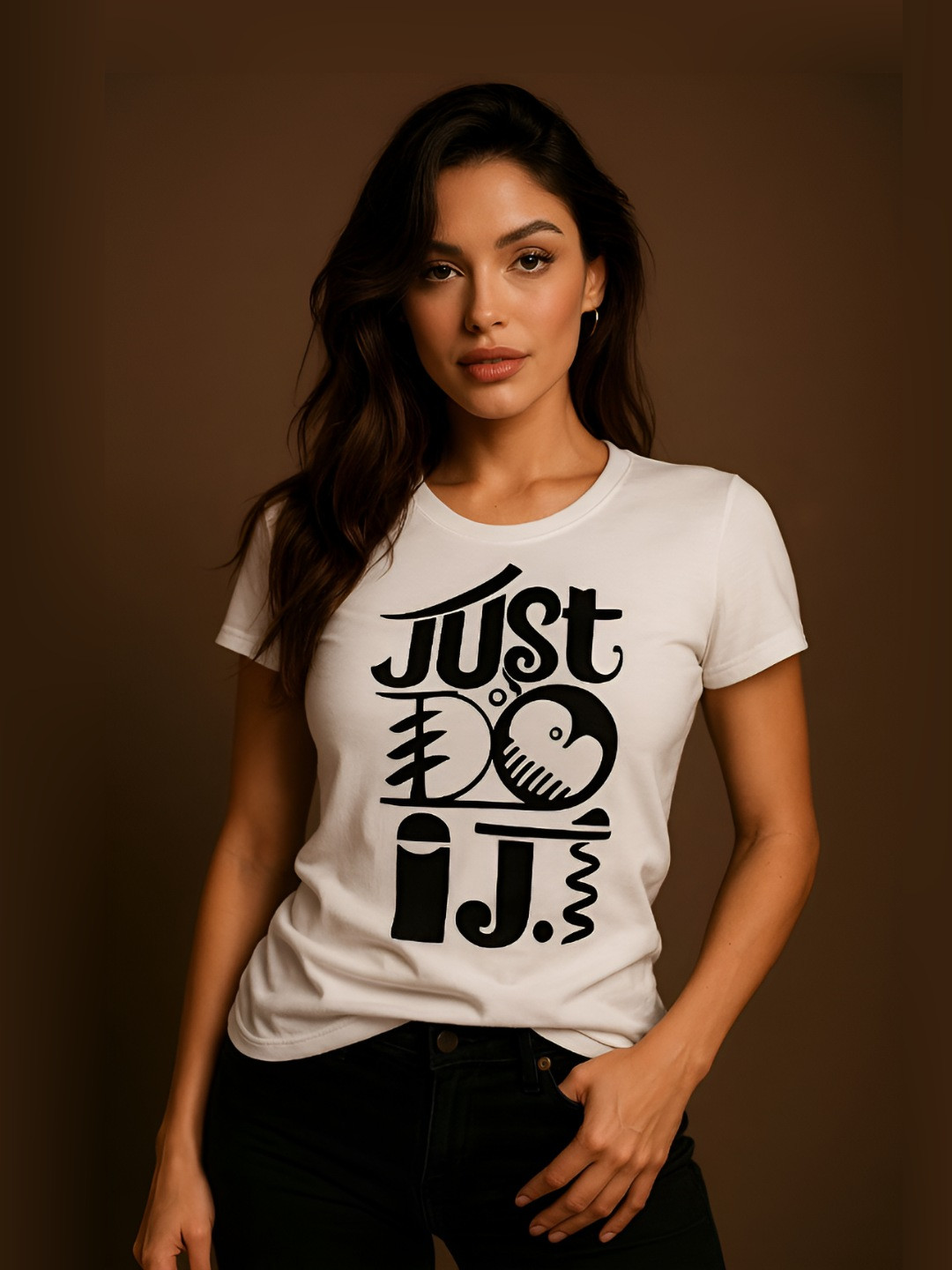 Anikmart Women Typography Printed Cotton Dri-FIT Regular Fit T-shirt