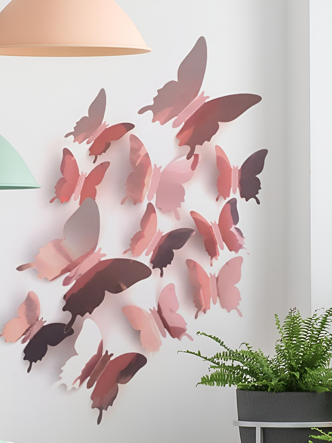 INDIAN ROYALS 12Pcs Pink 3D Butterfly Waterproof Self Adhesive Wall Stickers