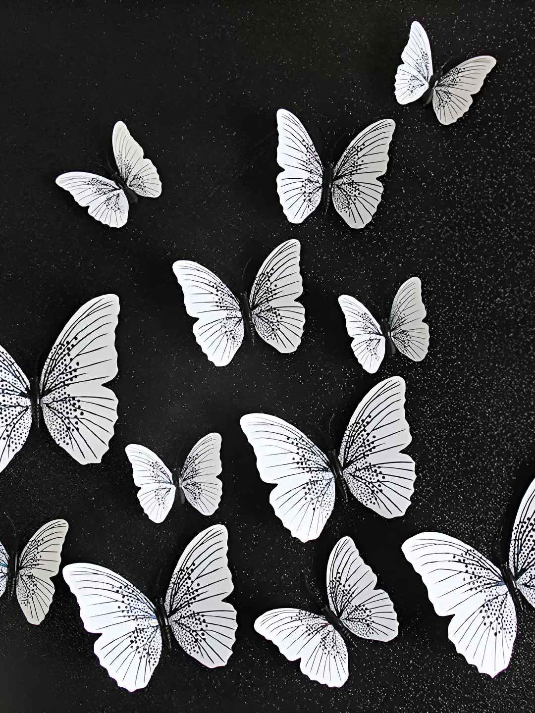 INDIAN ROYALS 12Pcs White & Black 3D Magnet Butterfly Self Adhesive Wall Stickers