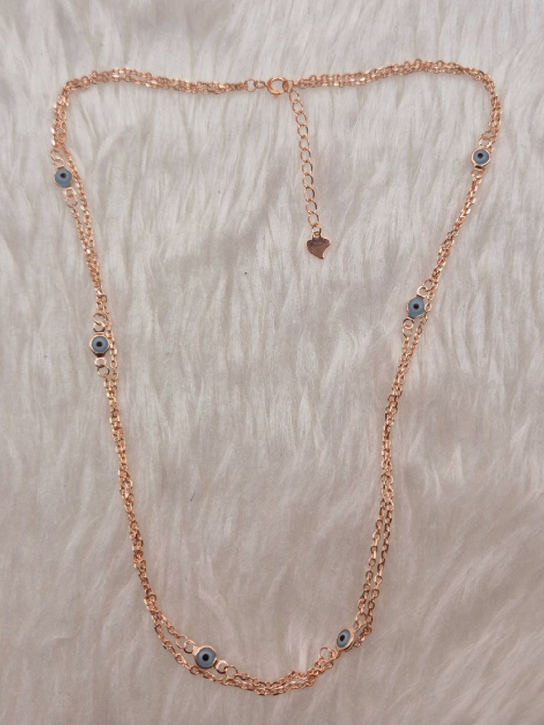 Kinavah 92.5 Pure Silver Rose Gold-Plated Evil Eye Chain