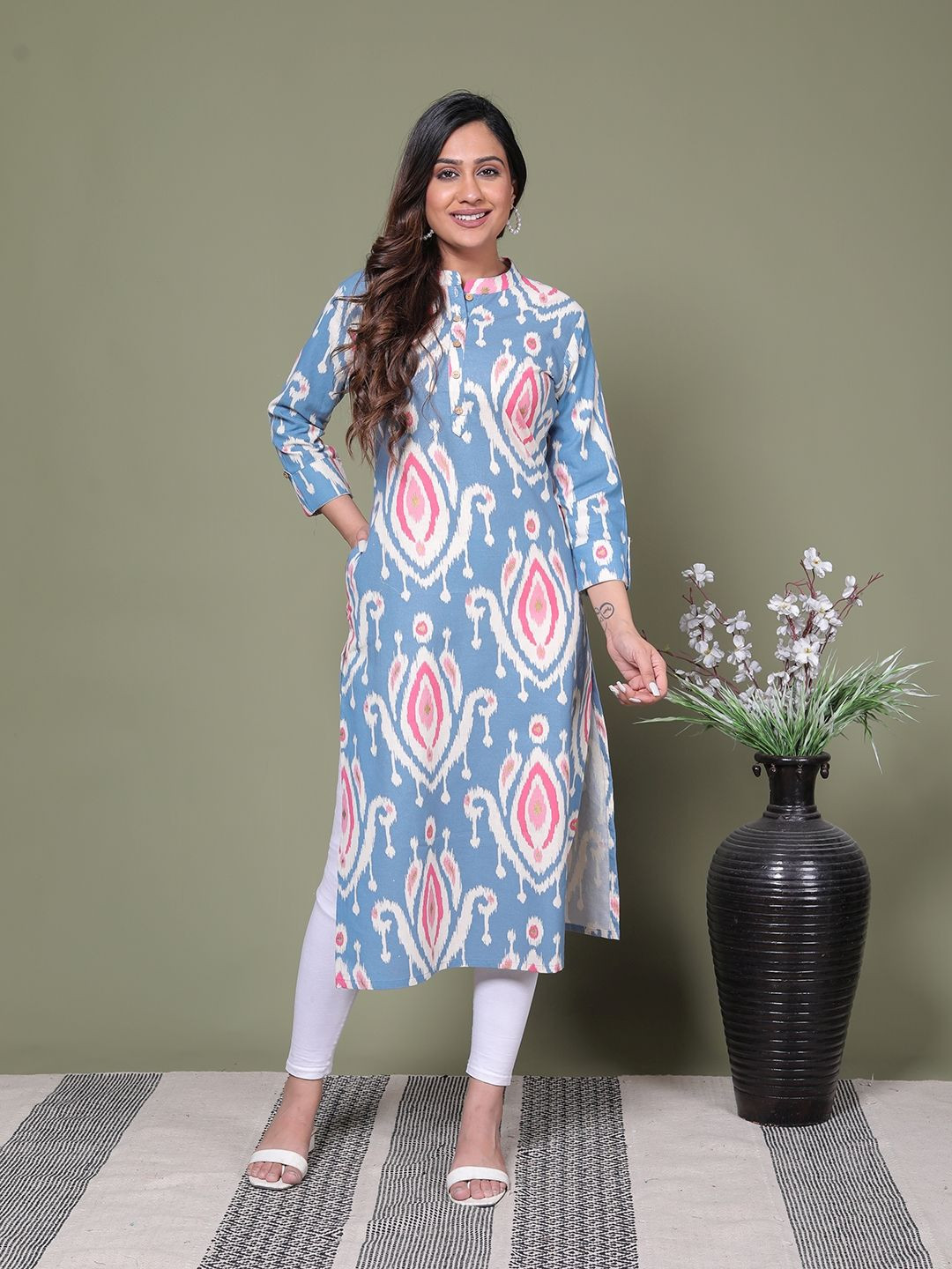 Jevi Prints Women Ethnic Motifs Printed Indie Prints Organic Cotton Kurta