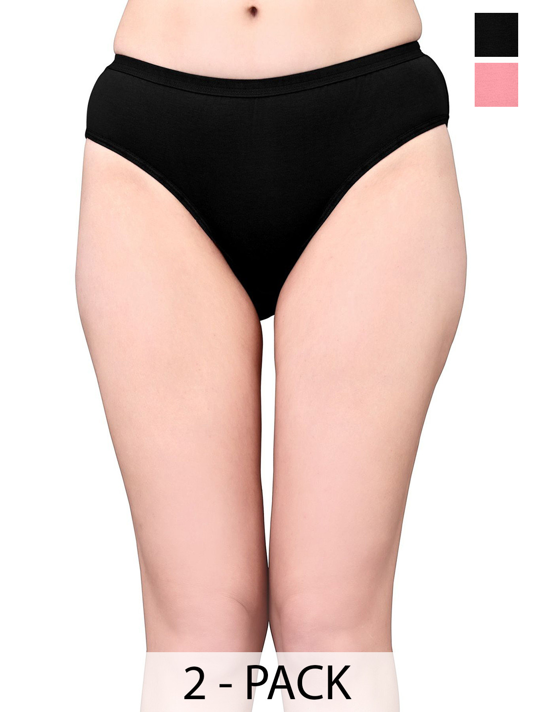 Exotica Lingerie Pack Of 2 Cotton Mid-Rise Bikini Briefs EX RIYA-PACK OF 2-BLACK L.RED-M