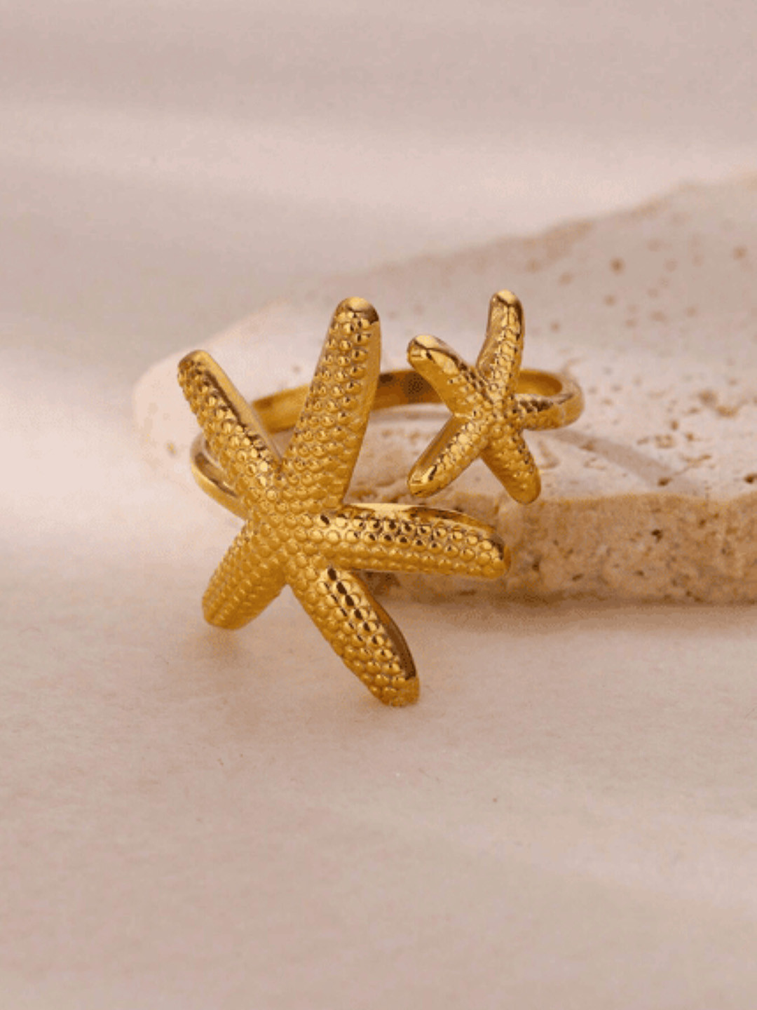 SUBHAGALANKAR Gold-Plated Starfish Adjustable Ring