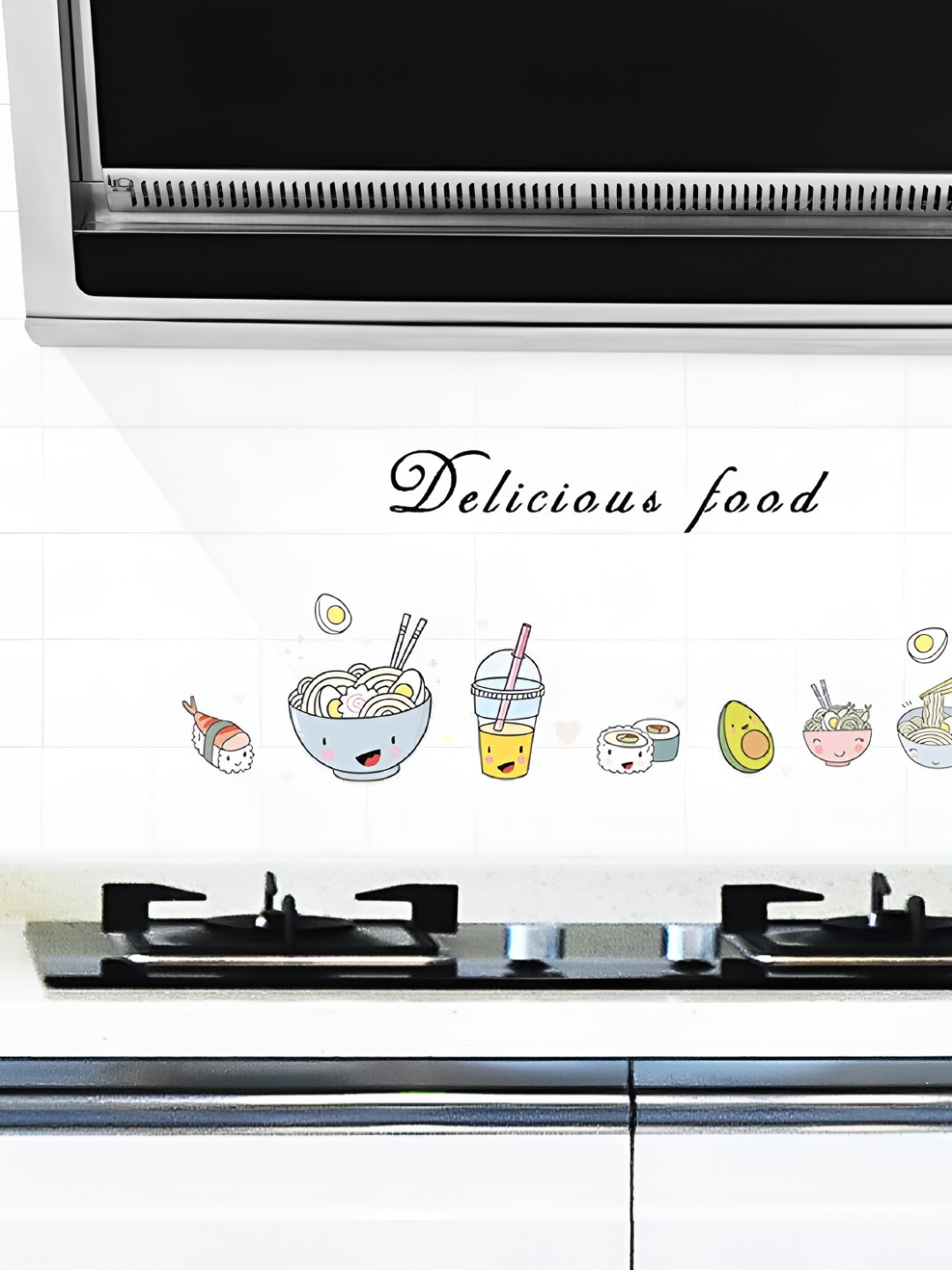 INDIAN ROYALS Blue & Yellow Delicious food Printed Self-Adhesive & Durable Wall Sticker