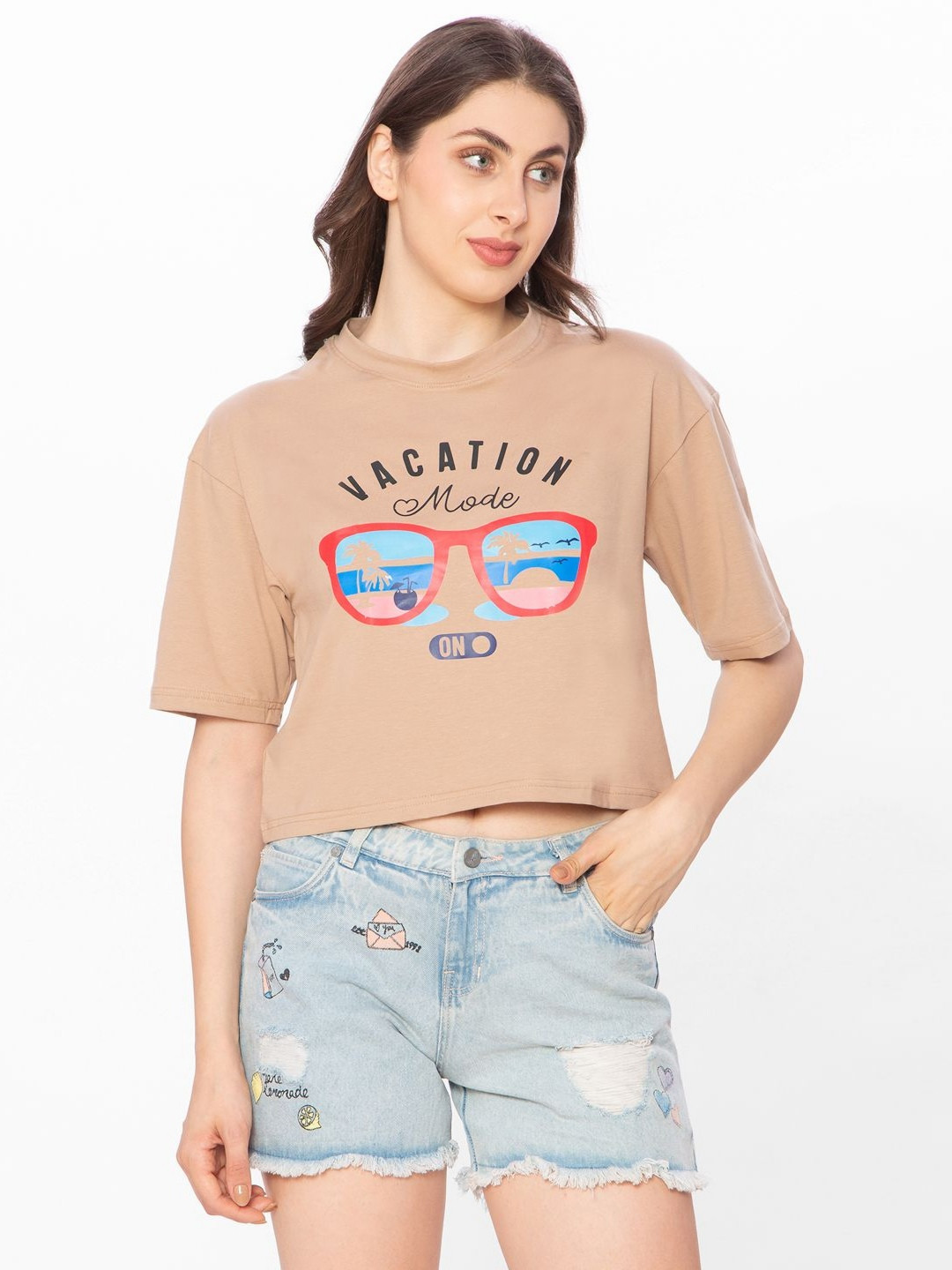 HAUTEMODA Typography Printed Round Neck Pure Cotton Boxy Fit T-shirt