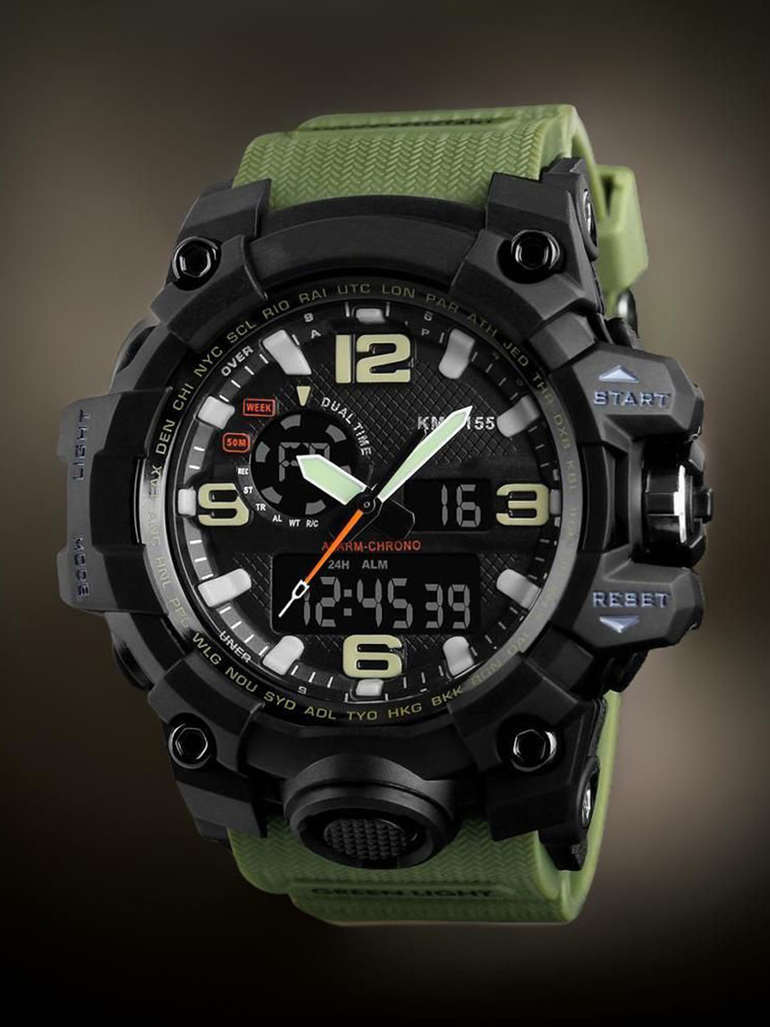 Otage Men Textured Dial & Wrap Analogue and Digital Chronograph Watch Otg-1155-Green2