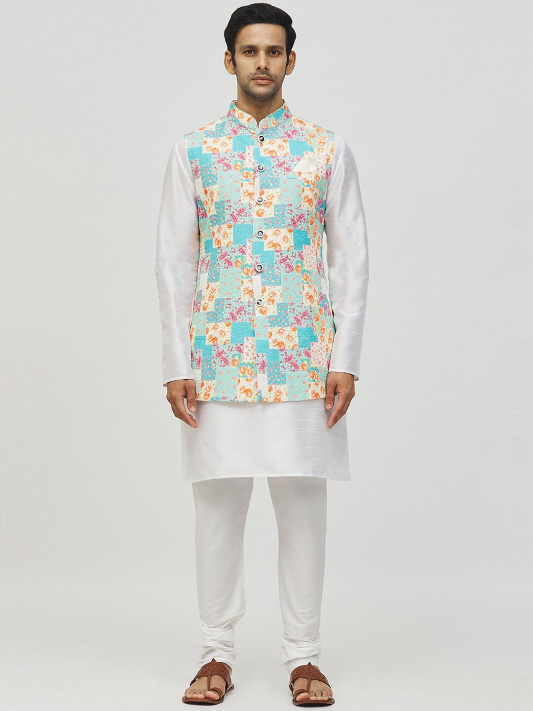 Arihant Rai Sinha Floral And Paisley Pattern Embroidered Mandarin Collar Nehru Jacket