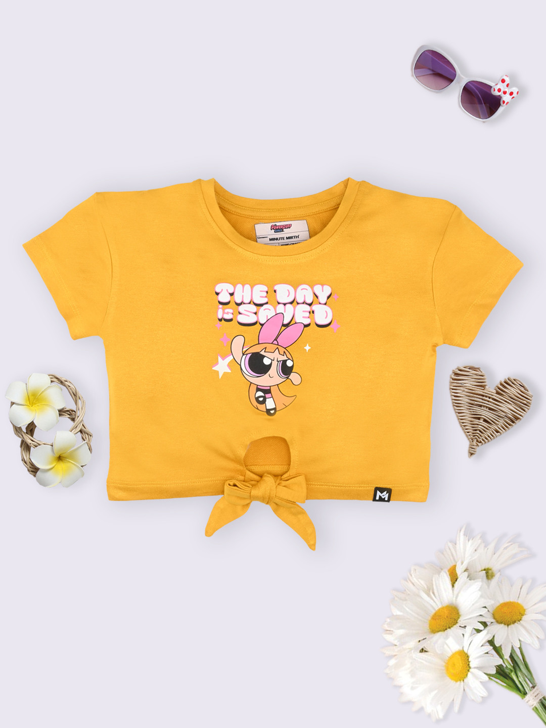 YK X Minute Mirth Girls Powerpuff Girls Printed Crop Top