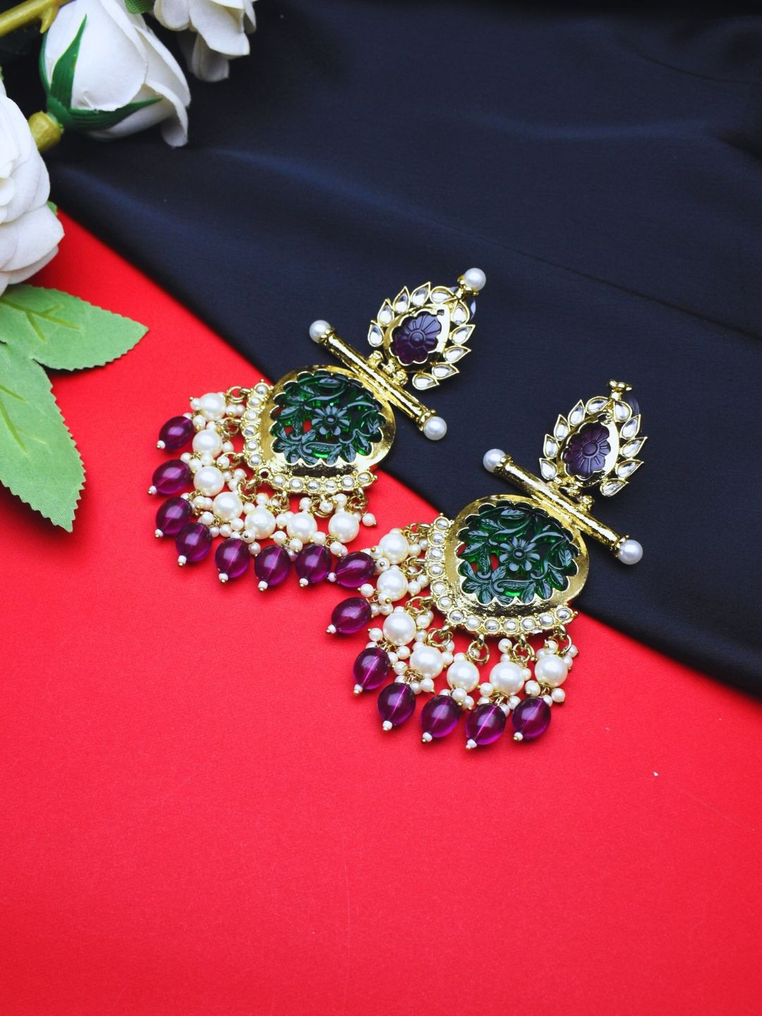J & C Fashion Arena Women embellished with Pearls and Beads Classic Chandbalis Earrings