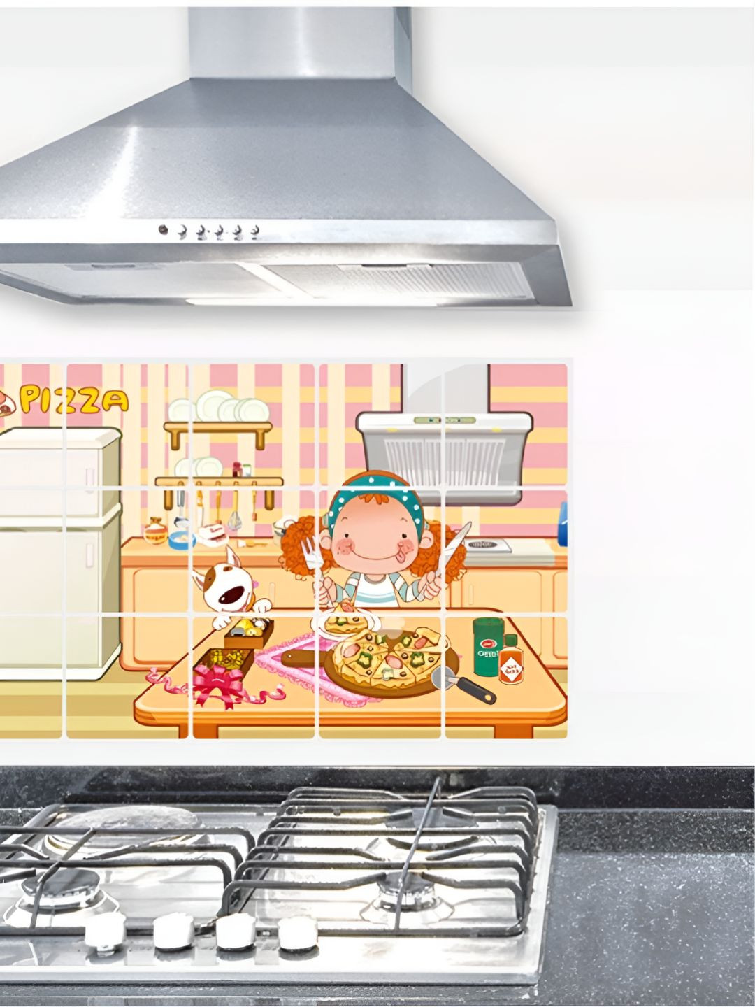 INDIAN ROYALS Brown & White Fridge & Kitchen Cookery Self Adhesive Wall Sticker