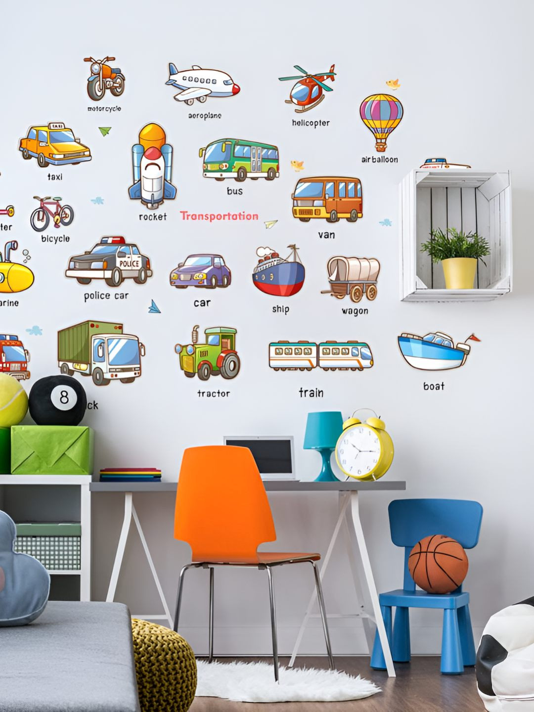 INDIAN ROYALS  Red & Blue Vehicles With Their Names Self Adhesive Wall Sticker