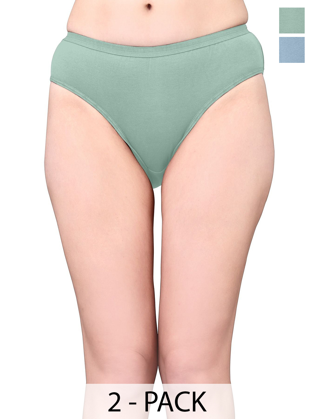 Exotica Lingerie Pack Of 2 Cotton Mid-Rise Bikini Briefs EX RIYA-PACK OF 2-BLUE GREEN-M