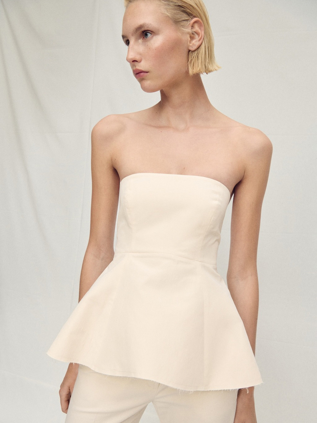 MANGO SELECTION Strapless Peplum-Style Party Tube Top