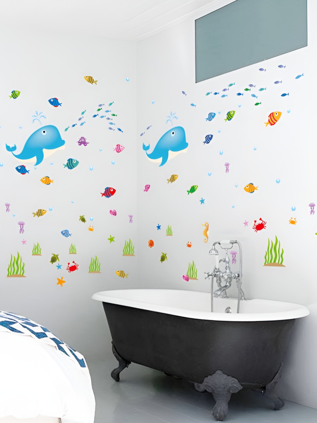 INDIAN ROYALS Green & Blue Printed Waterproof Heat Resistant Self Adhesive Wall Stickers