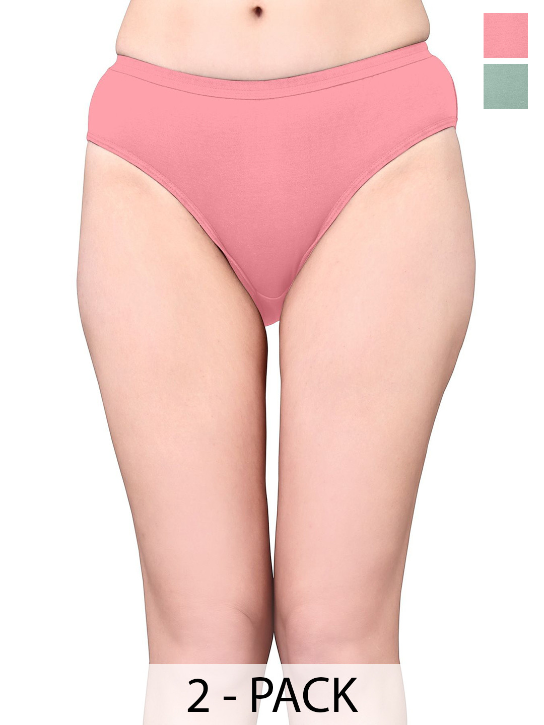 Exotica Lingerie Pack Of 2 Cotton Mid-Rise Bikini Briefs EX RIYA-PACK OF 2-L.RED MINT-M