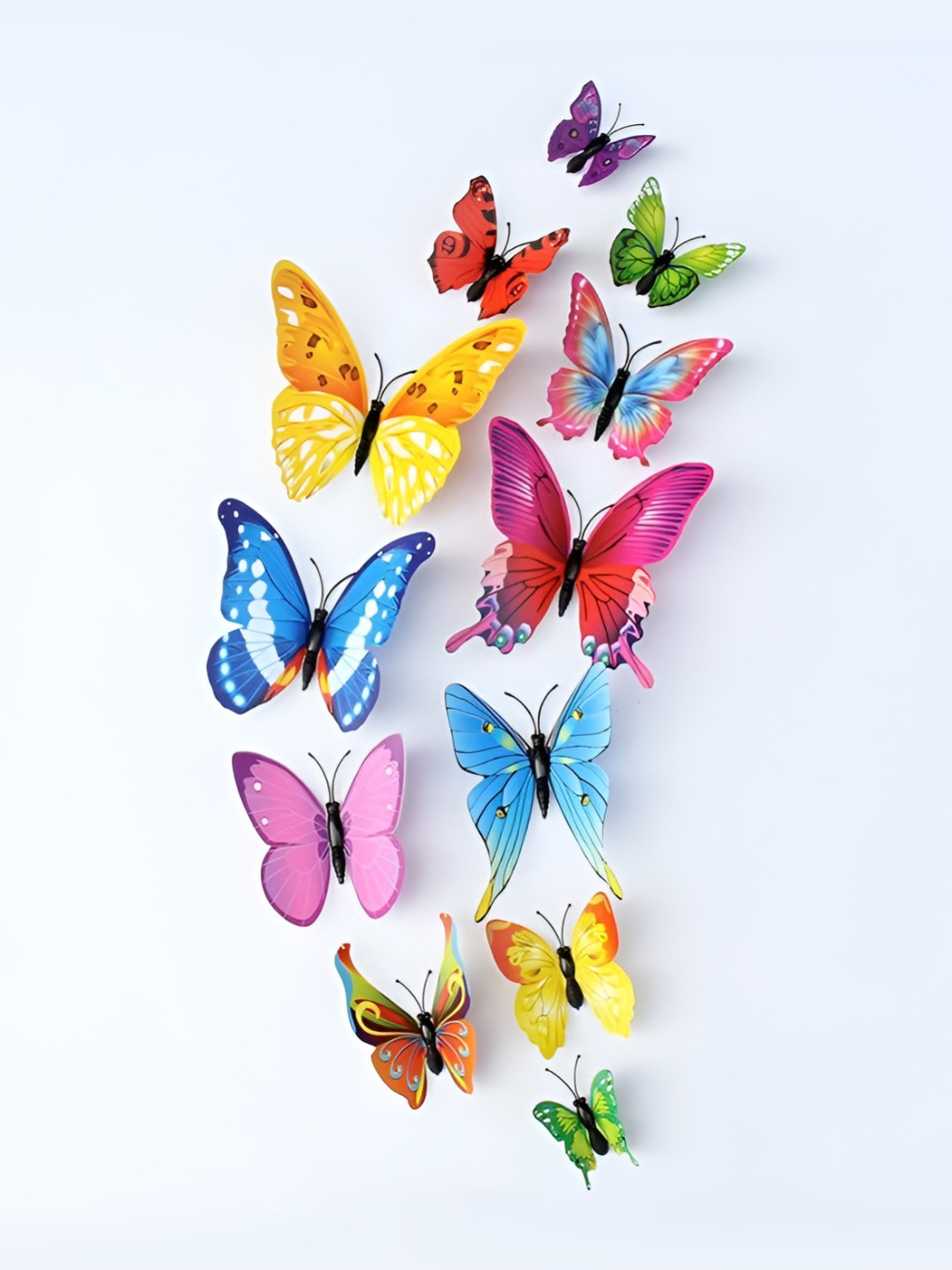 INDIAN ROYALS 12-Pcs Pink & Blue Butterfly Printed Self-Adhesive WallStickers