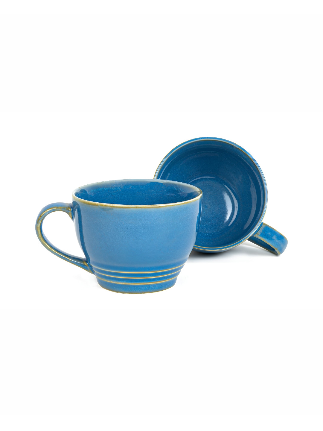 BODHI HOUSE Girl Print Premium Blue Ceramic Handmade 2 Piece Mugs-300ml