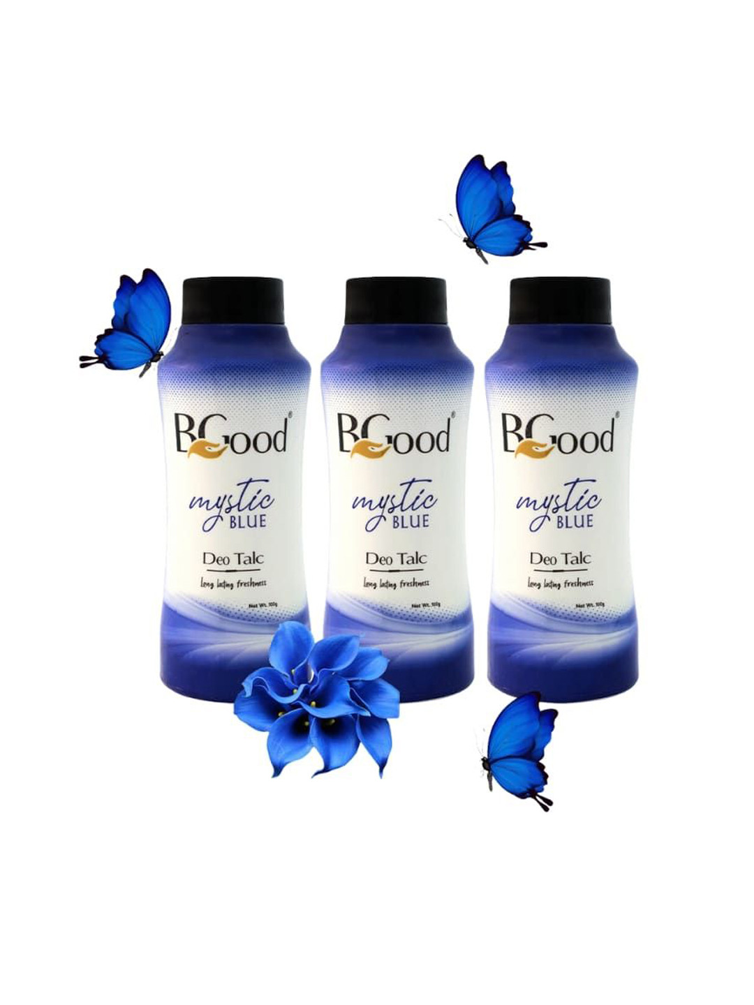 Bgood Set Of 3 Mystic Blue Long Lasting Deo Talcum Poder - 100 g Each