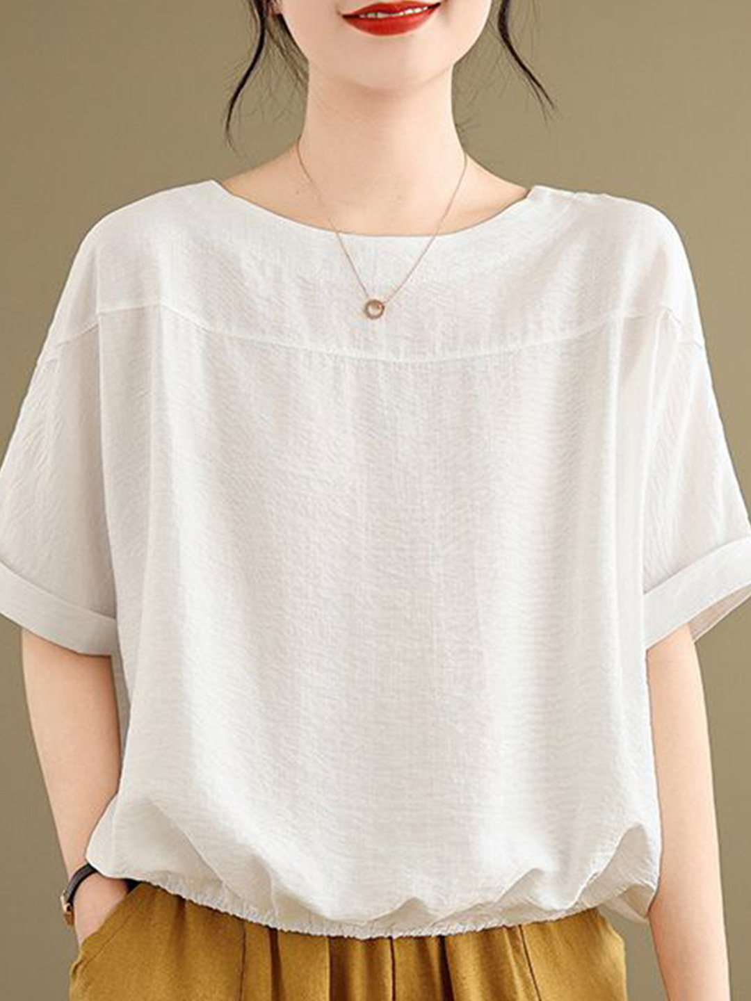 StyleCast x Revolte Solid Cotton Peplum Top