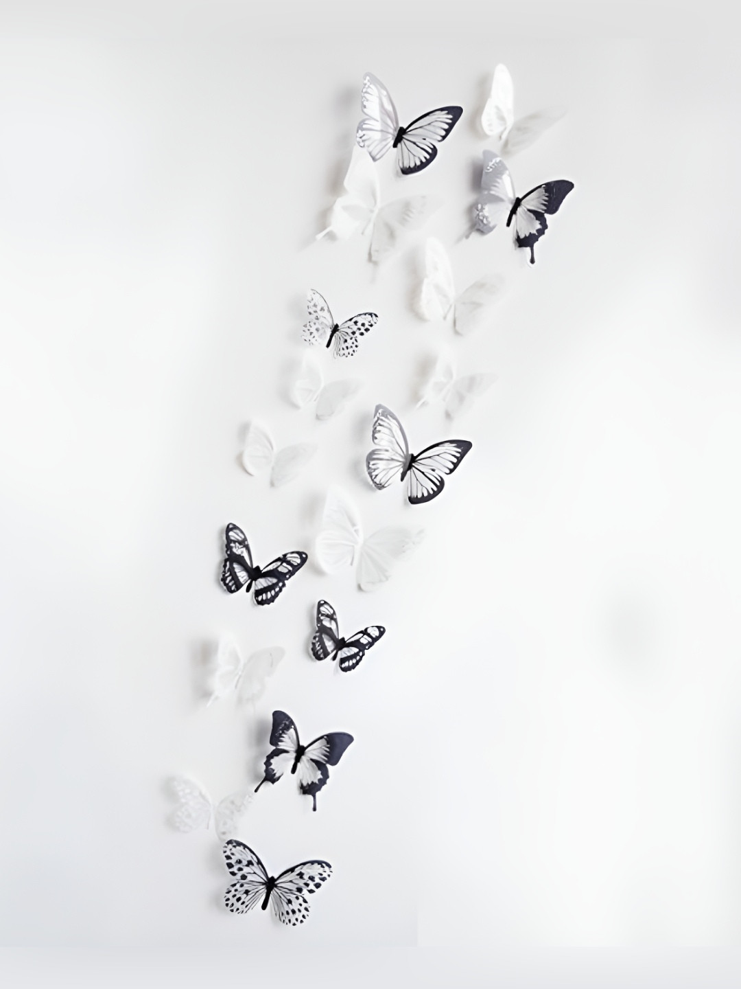 INDIAN ROYALS 17Pcs Black & White Waterproof Butterfly Wall Stickers