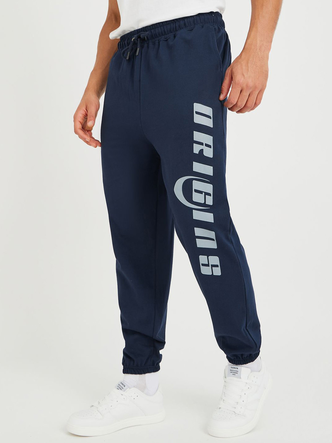 Styli Men Big Text Placement Print Oversized Fit Cotton Terry Jogger