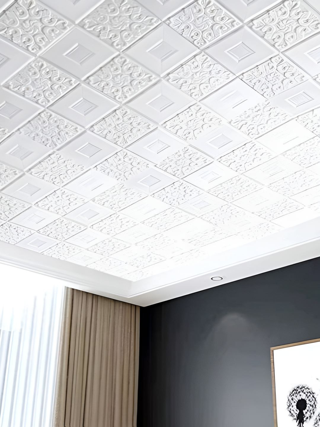 INDIAN ROYALS White 3D Tile Self-Adhesive & Durable Wall Sticker