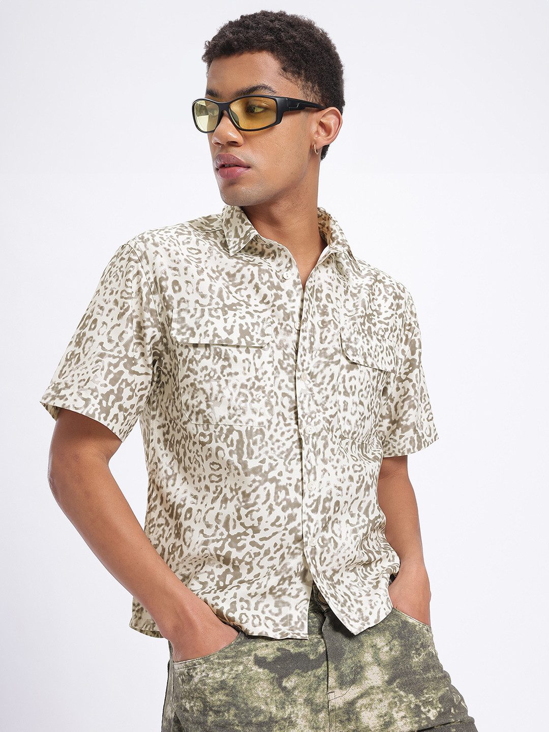 glitchez Animal Print Relaxed Shirt