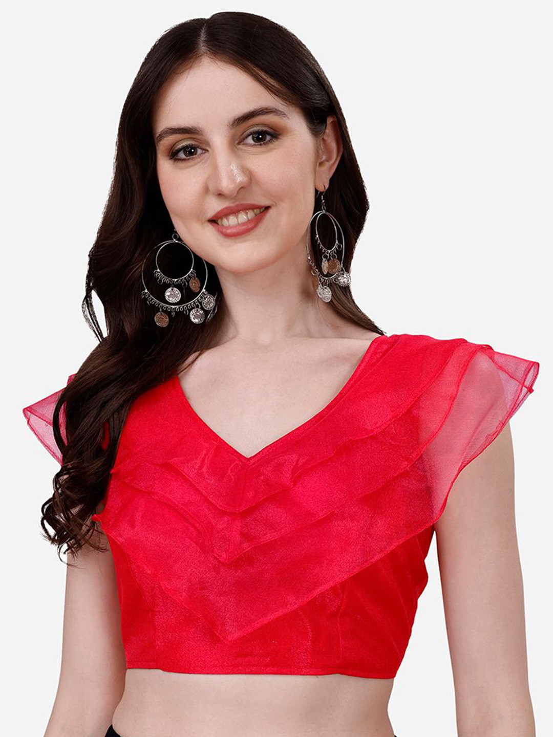 HERE&NOW Ruffle Sleeves Frill Saree Blouse