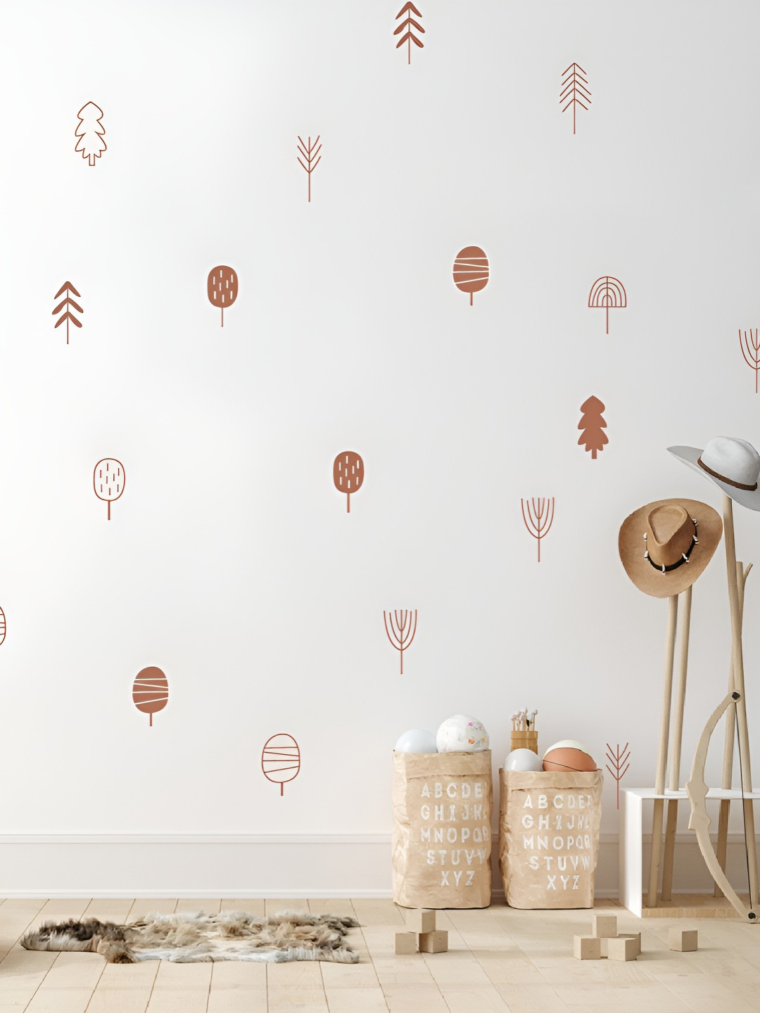 INDIAN ROYALS Brown oho Woodland Trees Printed Self-Adhesive & Durable Wall Sticker