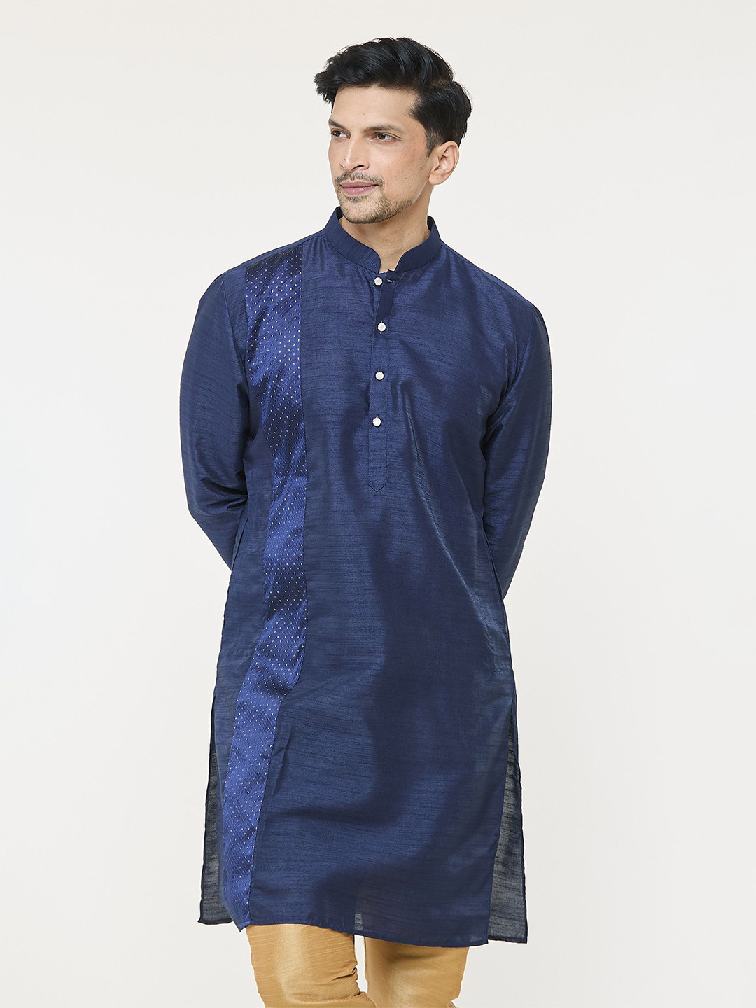 Arihant Rai Sinha Men Solid Patchwork Panel Straight Kurta