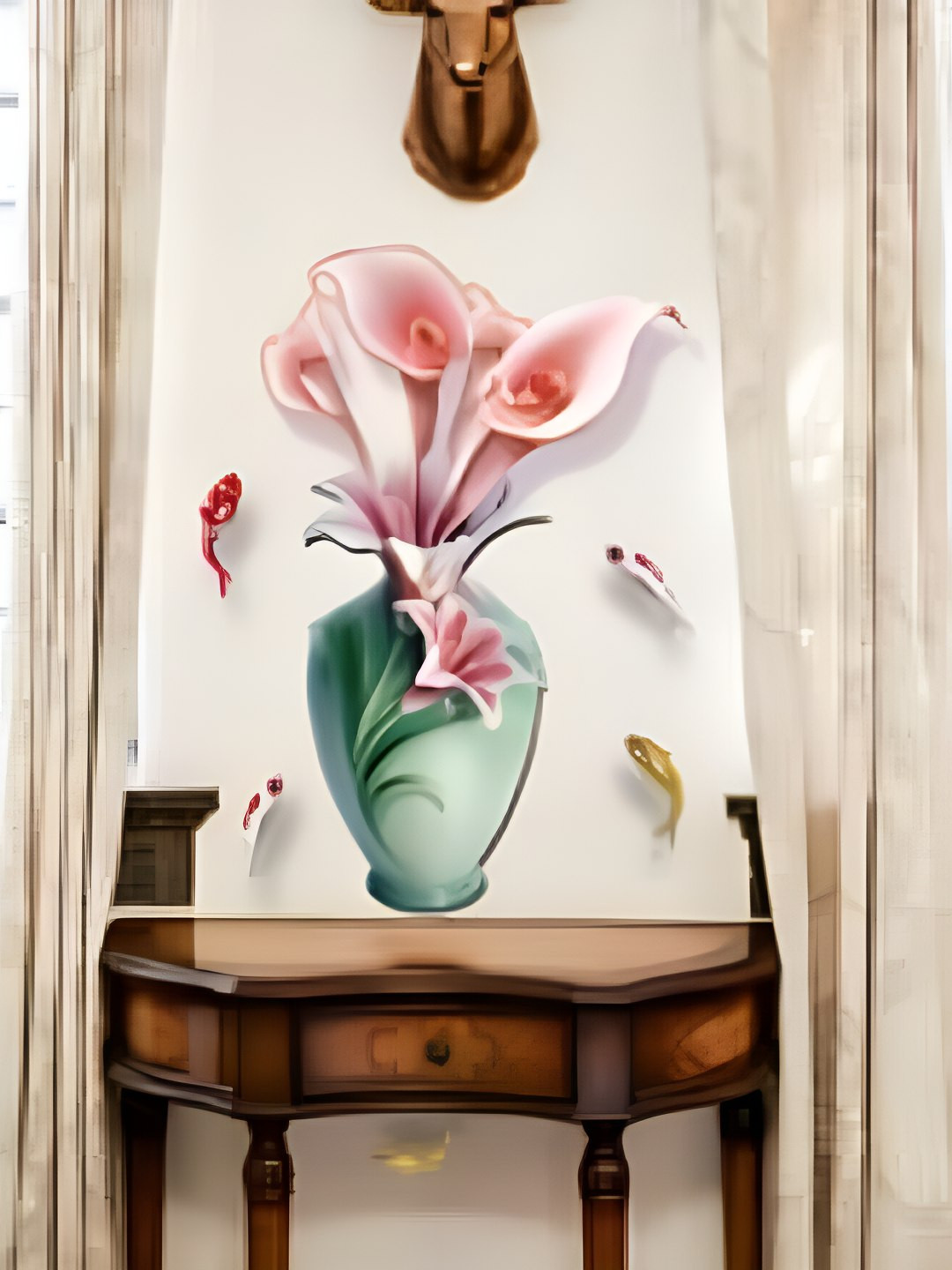 INDIAN ROYALS Green & Pink Botanical Printed Self-Adhesive & Durable Wall Sticker