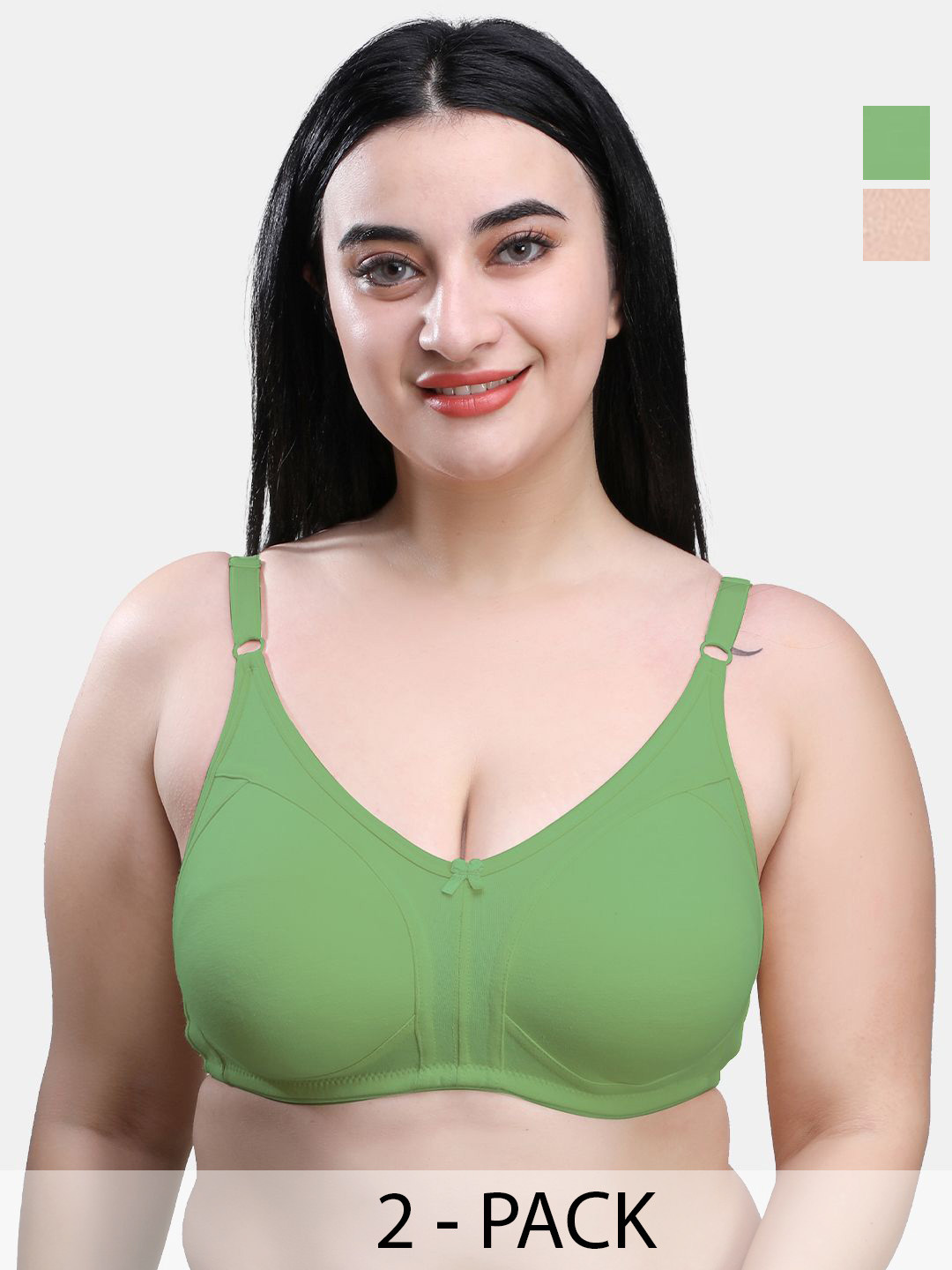 SKDREAMS Cotton Blend Seamless Full Coverage Non Padded Non-Wired Women Pack of 2 Everyday