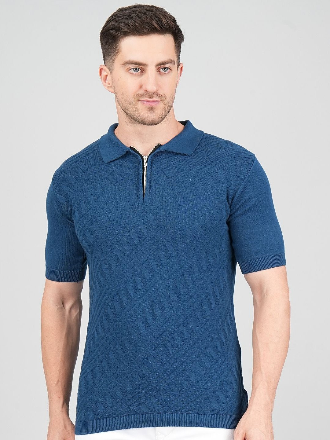FEVERFEW Polo Collar Pure Cotton Regular Fit T-shirt