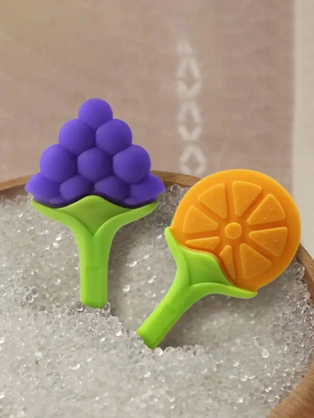 NeonateCare 2-Pcs Purple & Yellow Orange & Grapes Shape Teether