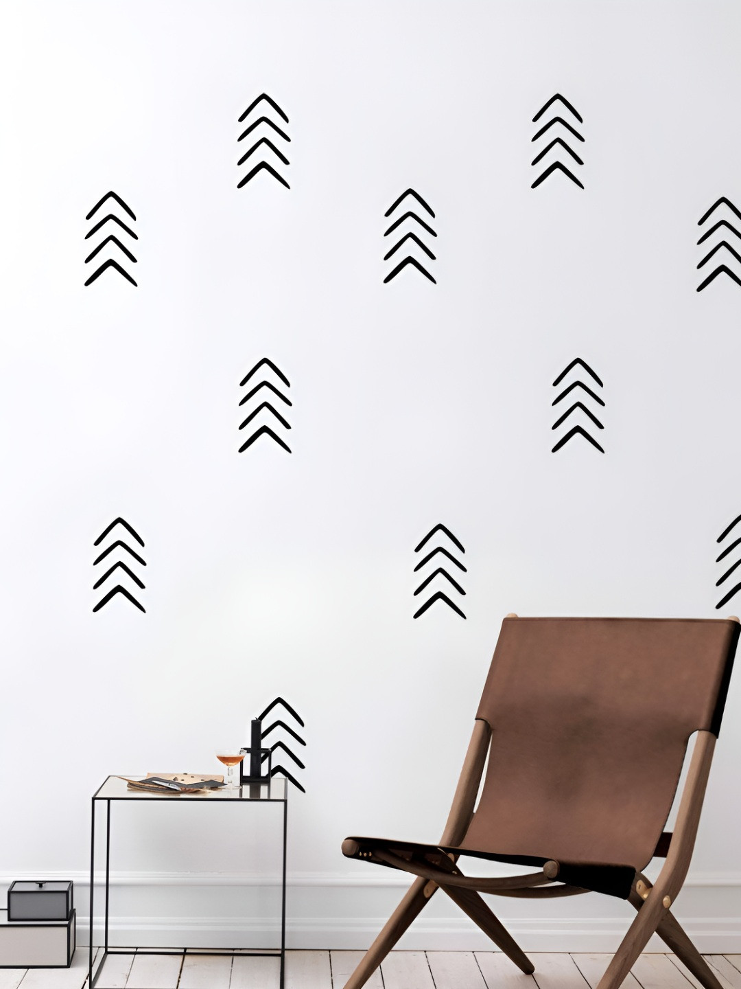INDIAN ROYALS White & Black Modern Aerrow Printed Self-Adhesive & Durable Wall Sticker