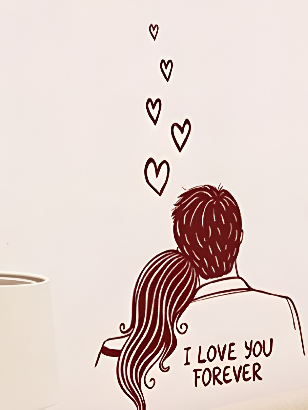 INDIAN ROYALS Brown Couple I Love You Design Self Adhesive Wall Sticker