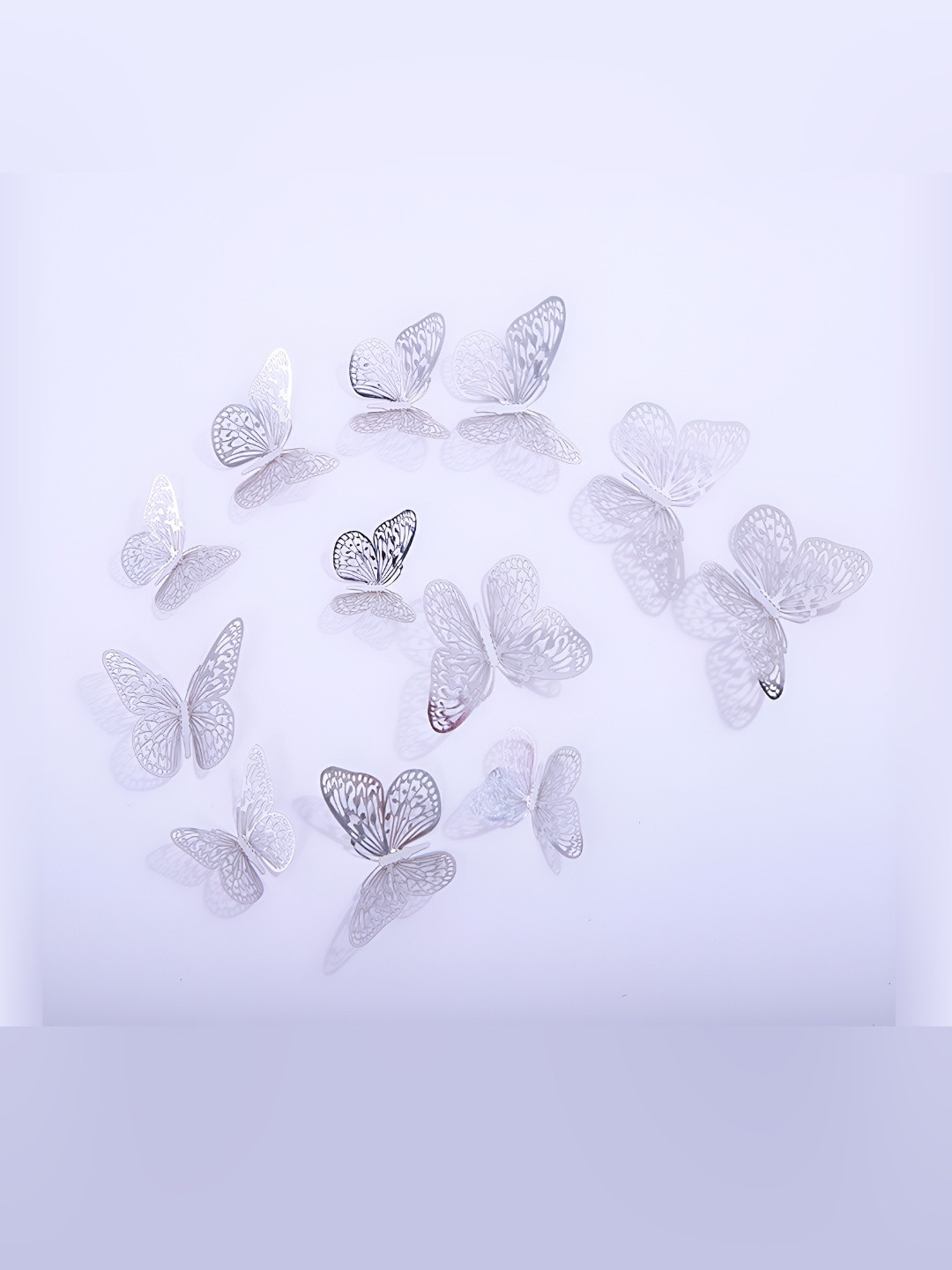 INDIAN ROYALS 12-Pcs Silver 3D Butterfly Self-AdhesiveWallStickers