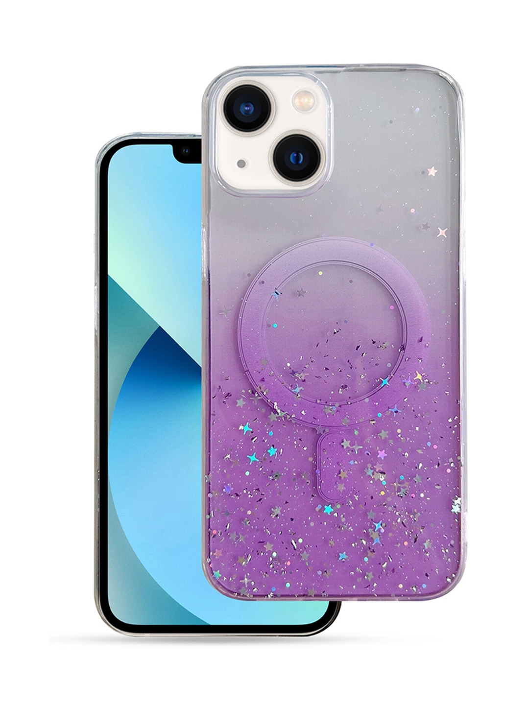QRIOH iPhone 15 Purple Glitter TPU Case with Magsafe