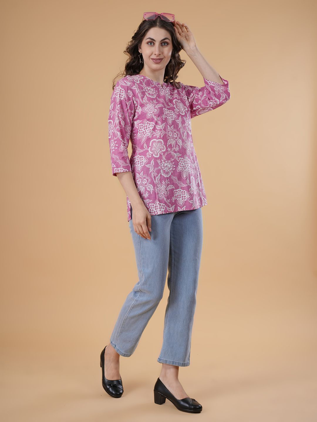 DESIGNER DHAAGE Floral Printed Pure Cotton Empire Kurti