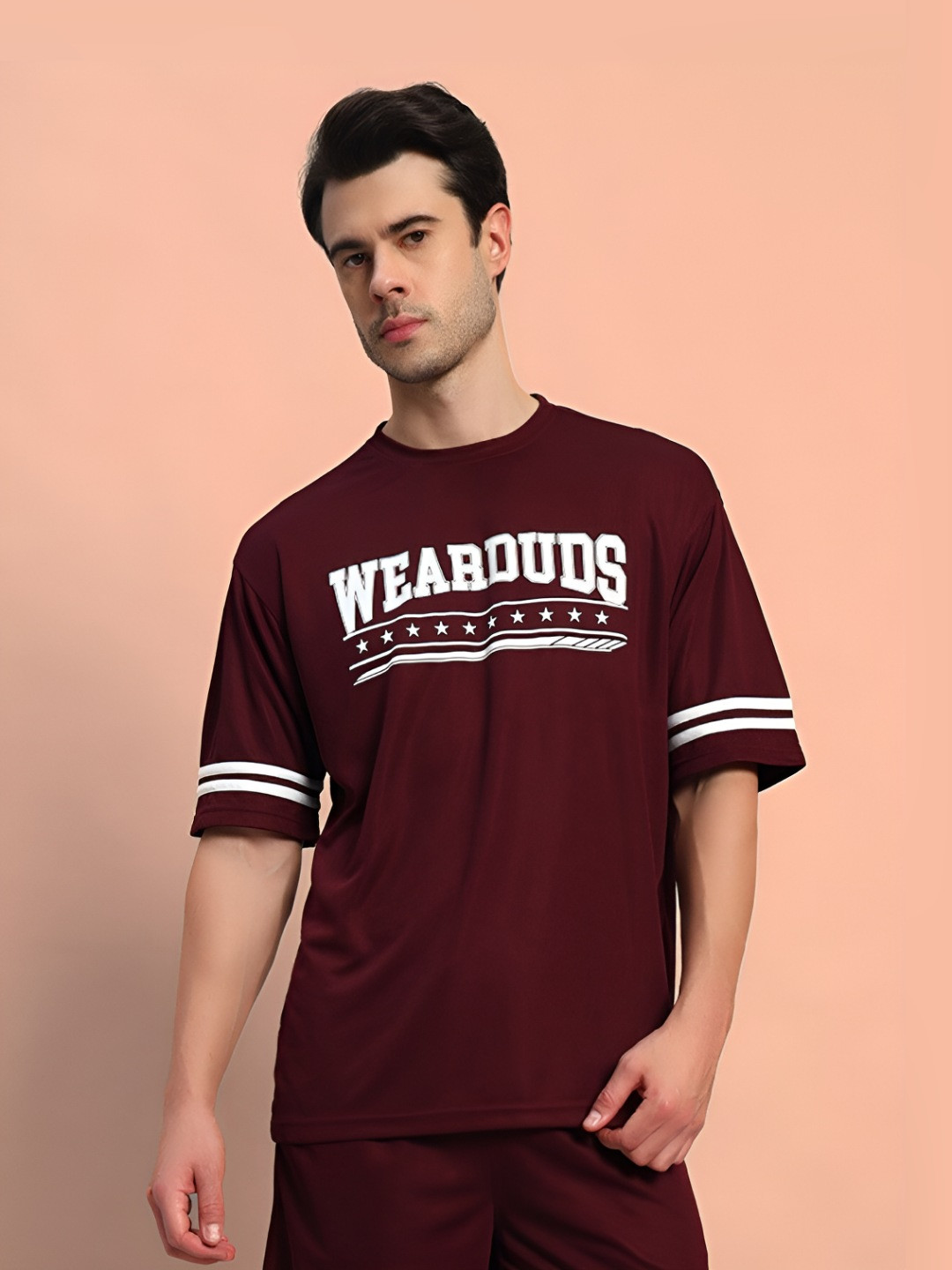 WEARDUDS Groovy Typography Printed Round Neck Oversized T-shirt