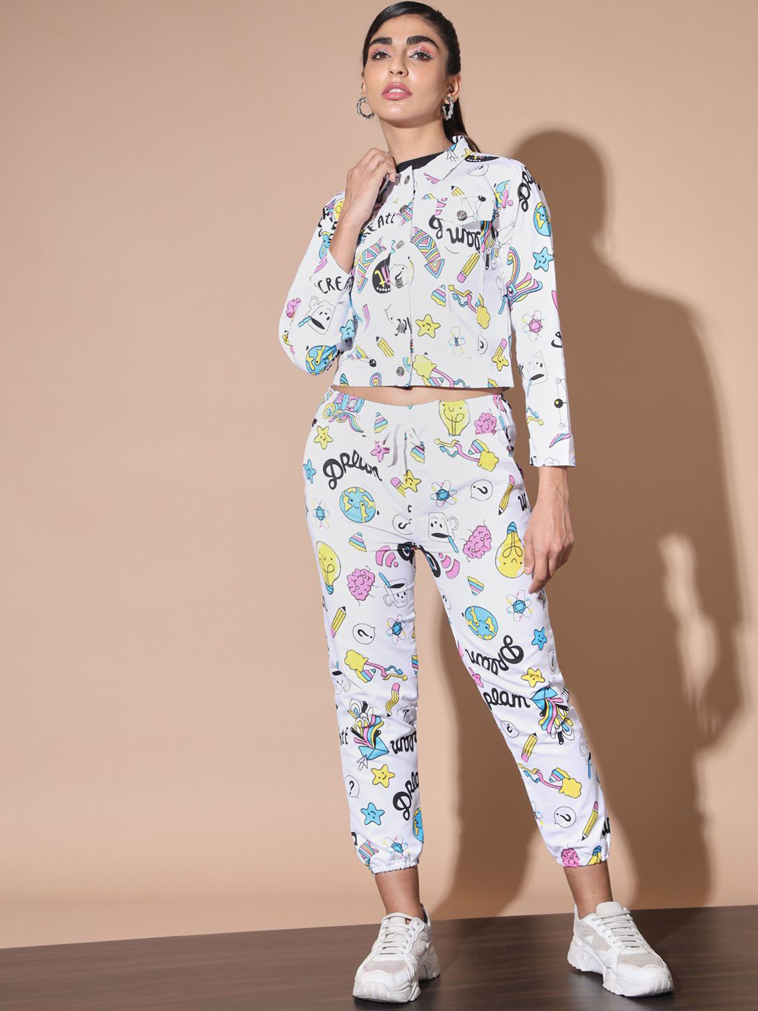 BUY NEW TREND Printed Shirt Collar Shirt With Joggers Co-Ords