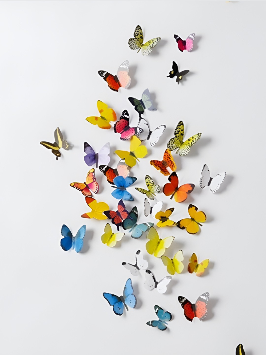 INDIAN ROYALS 19-Pcs Yellow & Red Printed Butterfly Self AdhesiveWallStickers