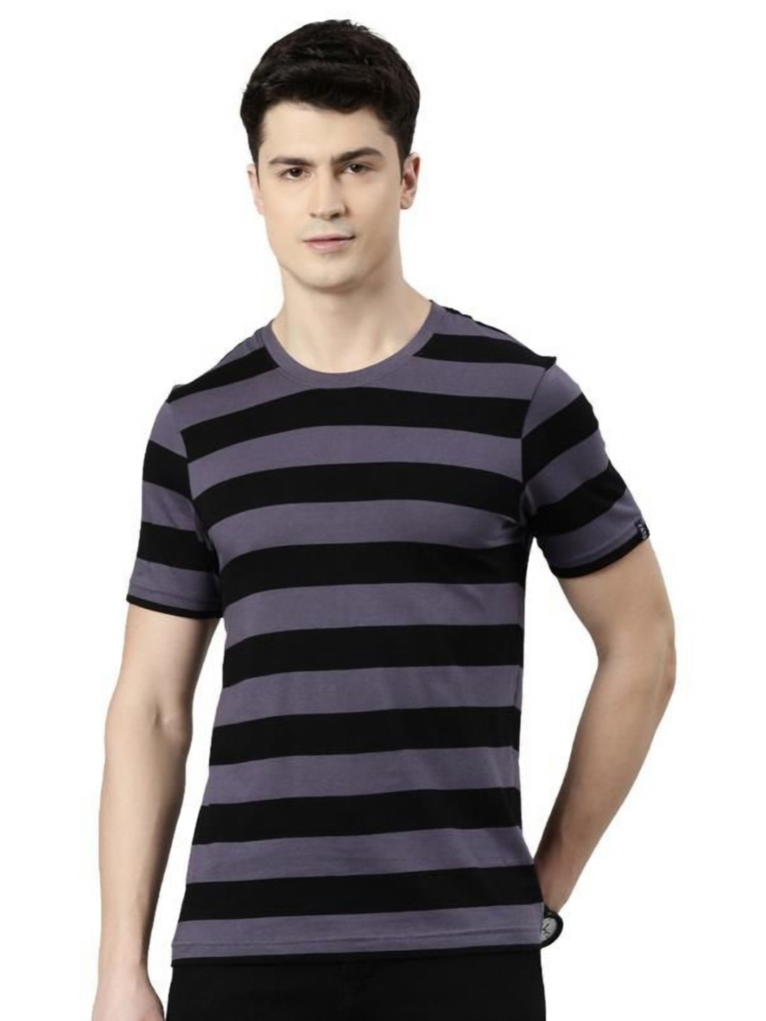 FASO Men Striped Regular Fit T-shirt
